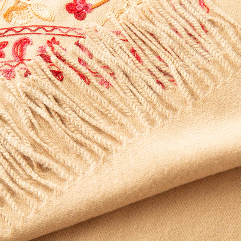 Embroidered Cashmere Blend Shawl