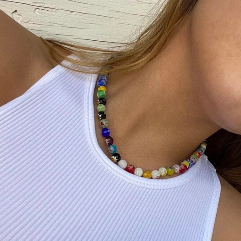 Multicolor Glass Beaded Choker