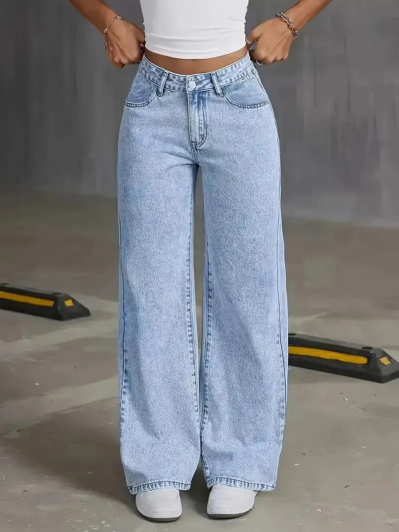American Wide-Leg Denim Jeans