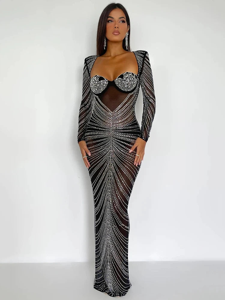 Glitter Mesh Bodycon Dress