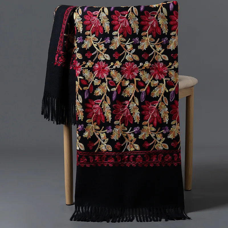 Embroidered Cashmere Blend Shawl