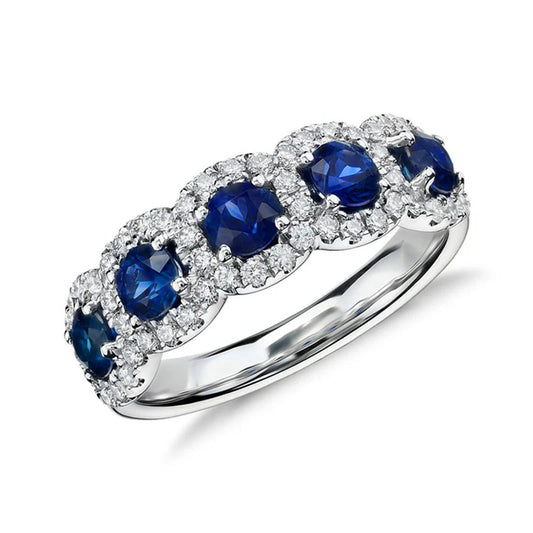 Blue White Zircon Bridal Ring
