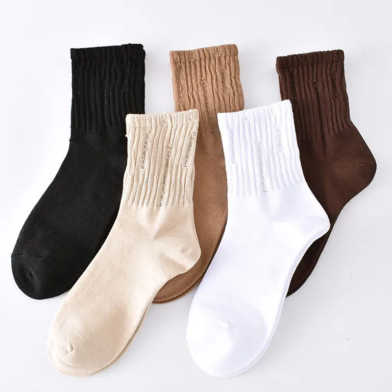Embroidered Floral Crew Socks