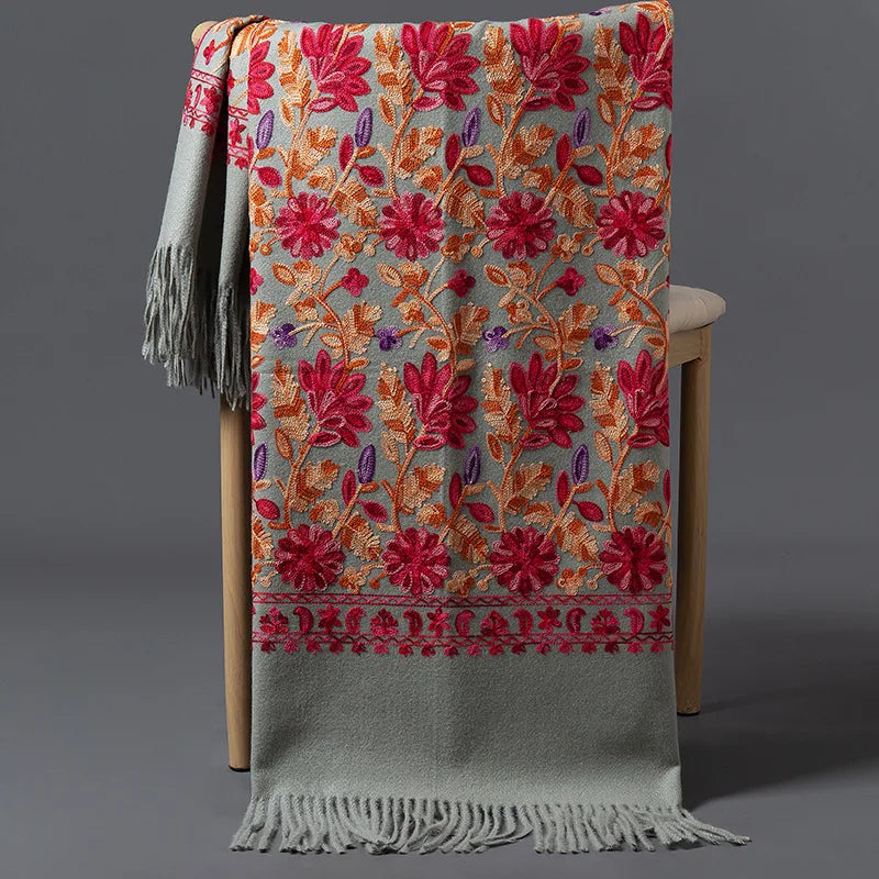 Embroidered Cashmere Blend Shawl