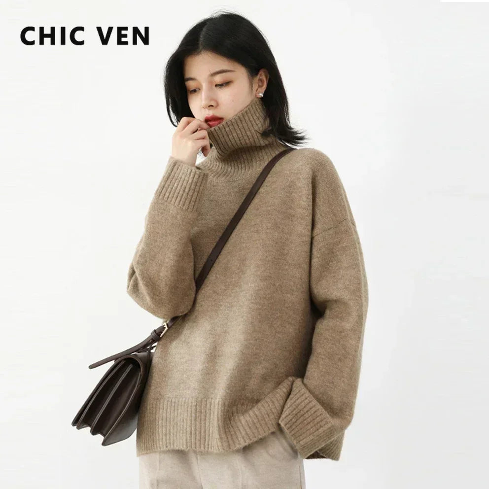 Loose Half-Neck Knit Sweater