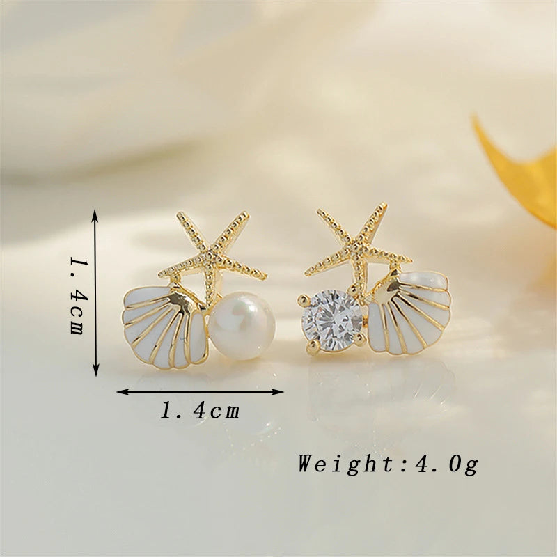 Asymmetric Starfish Pearl Studs