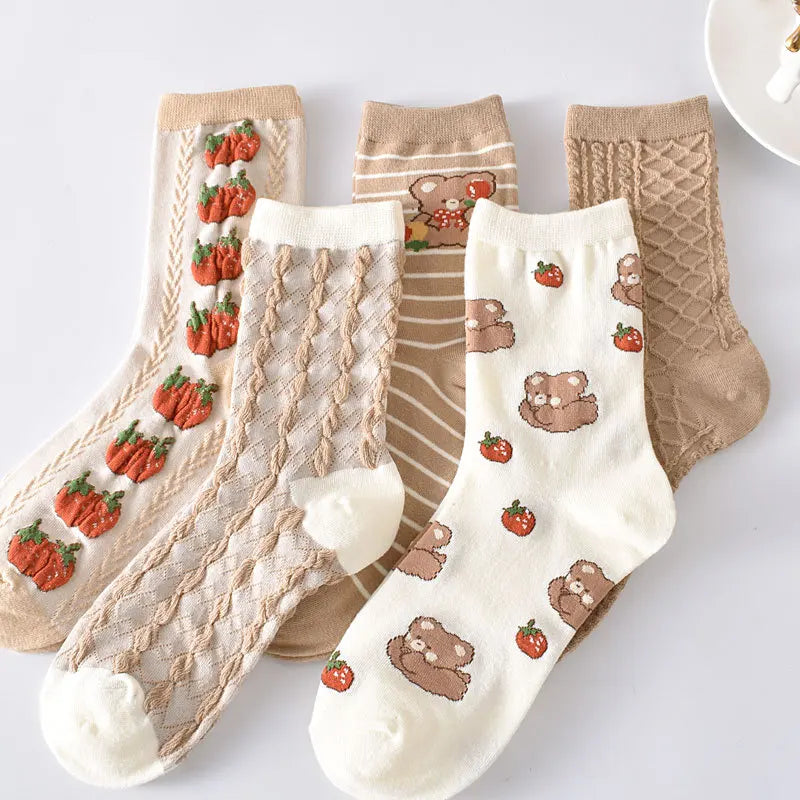 Embroidered Floral Crew Socks