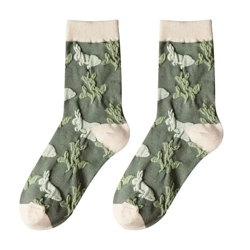 Embroidered Floral Crew Socks