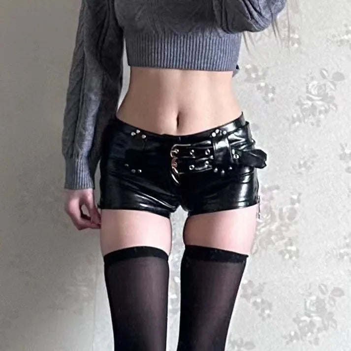 Low-Waist Faux Leather Shorts