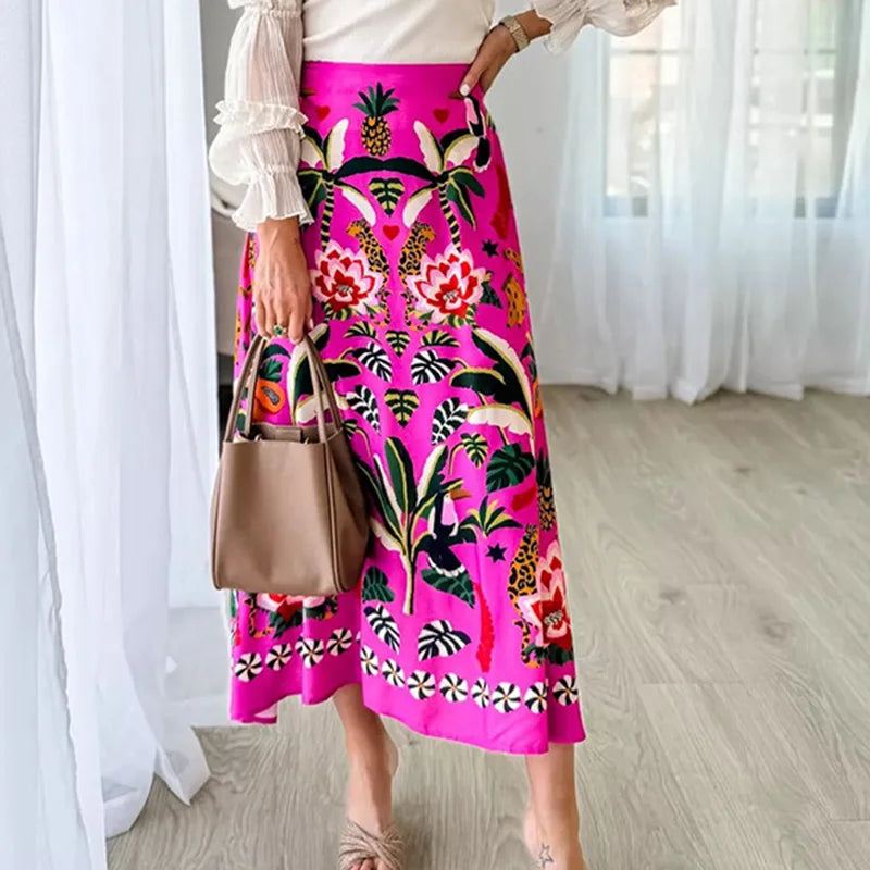 Floral Zip A-Line Skirt