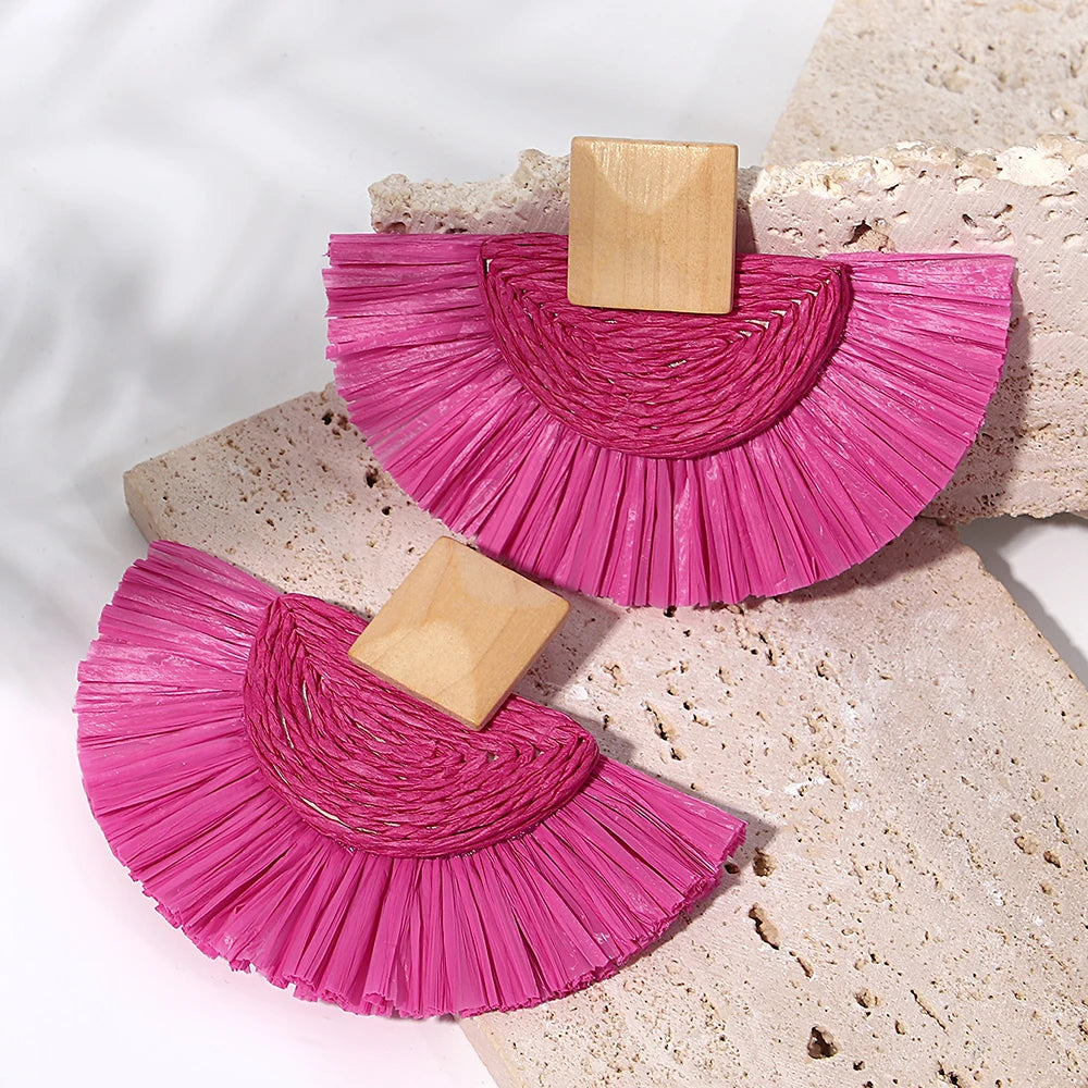 Raffia Fan Drop Earrings