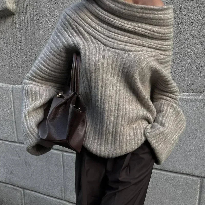 Off-Shoulder Loose Retro Sweater