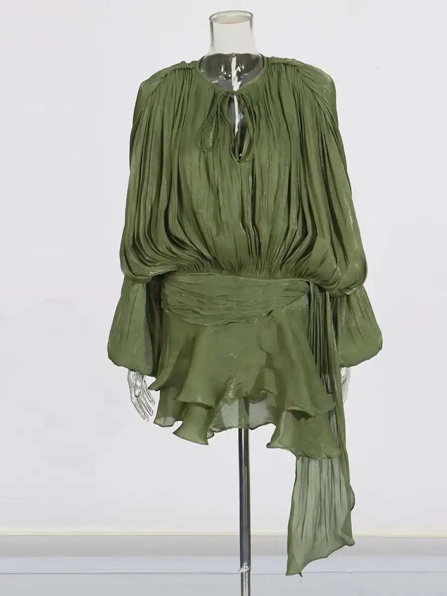 Draped V-Neck Mini Dress