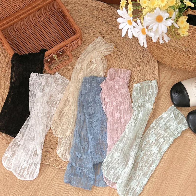 Sheer Floral Lace Socks