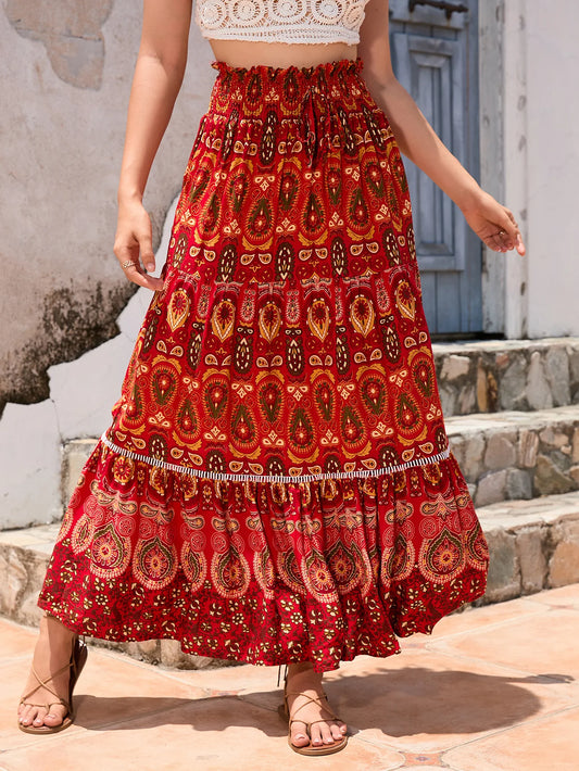 Bohemian Floral Maxi Skirt