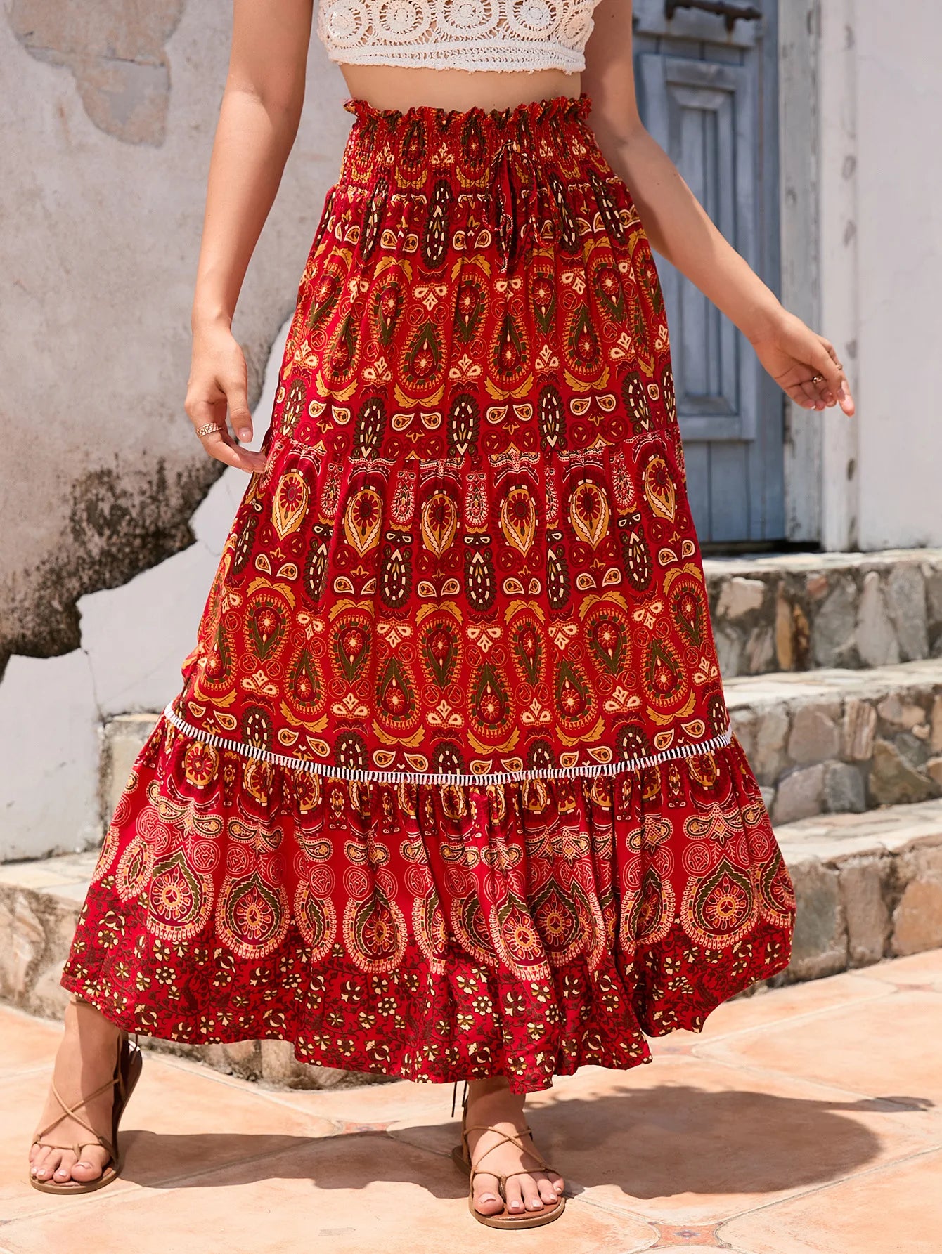 Bohemian Floral Maxi Skirt