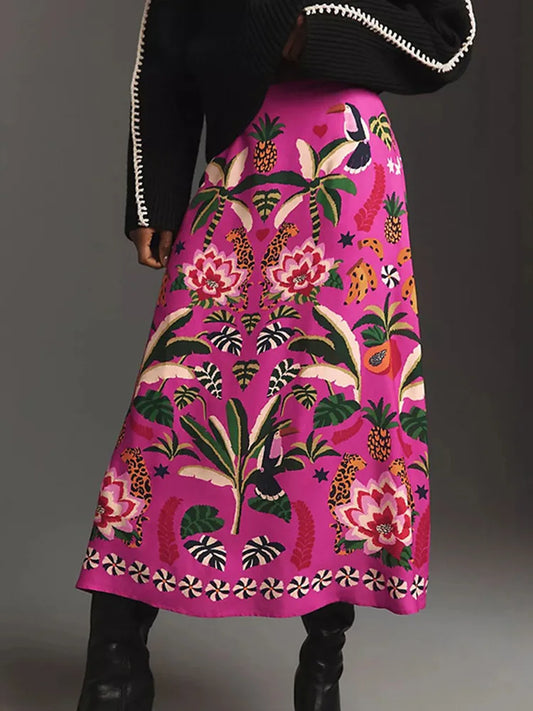 Floral Zip A-Line Skirt