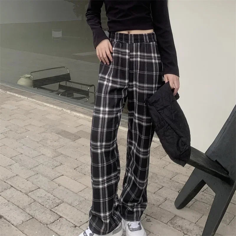 Fleece-Lined Plaid Winter Trousers