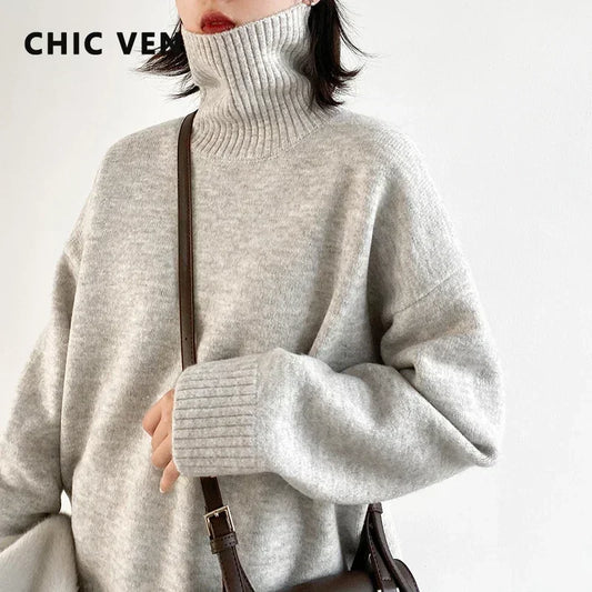 Loose Half-Neck Knit Sweater