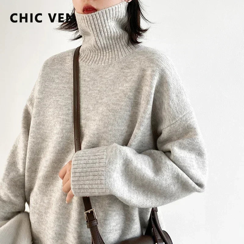Loose Half-Neck Knit Sweater