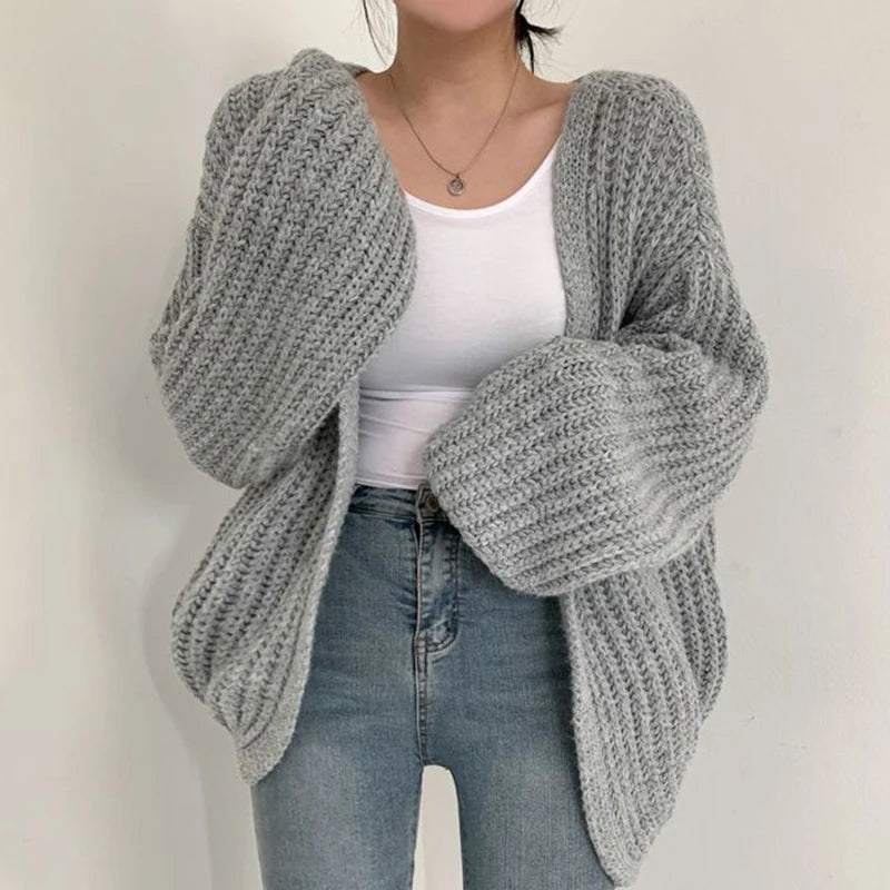 Harajuku Lantern-Sleeve Cardigan Sweater