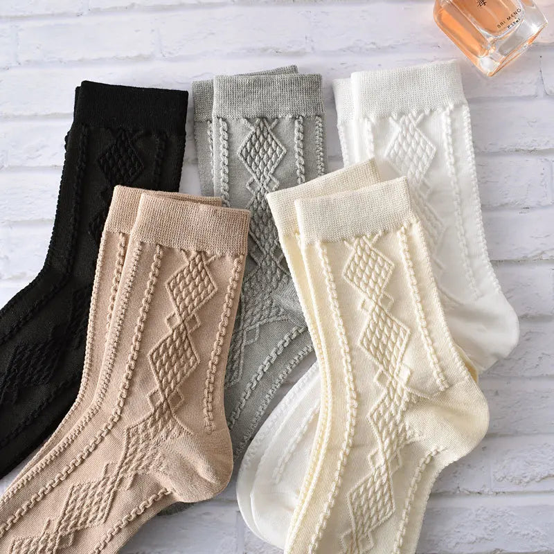Embroidered Floral Crew Socks