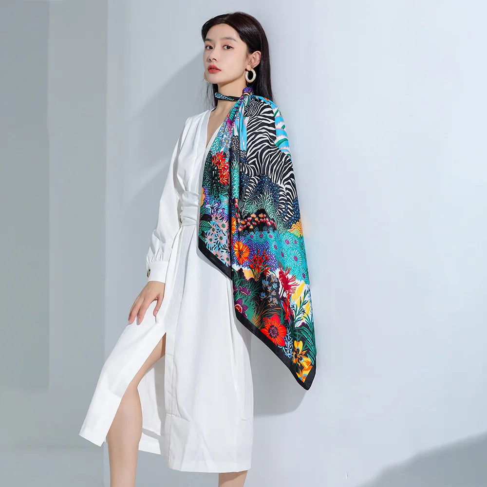 Silky Square Animal Scarf