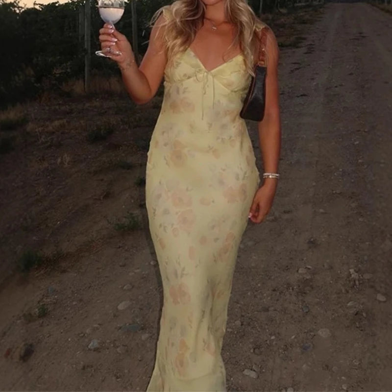 Floral Backless Beach Dress