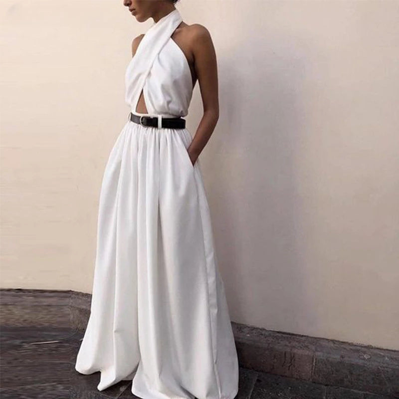 Backless Halter Street Jumpsuit