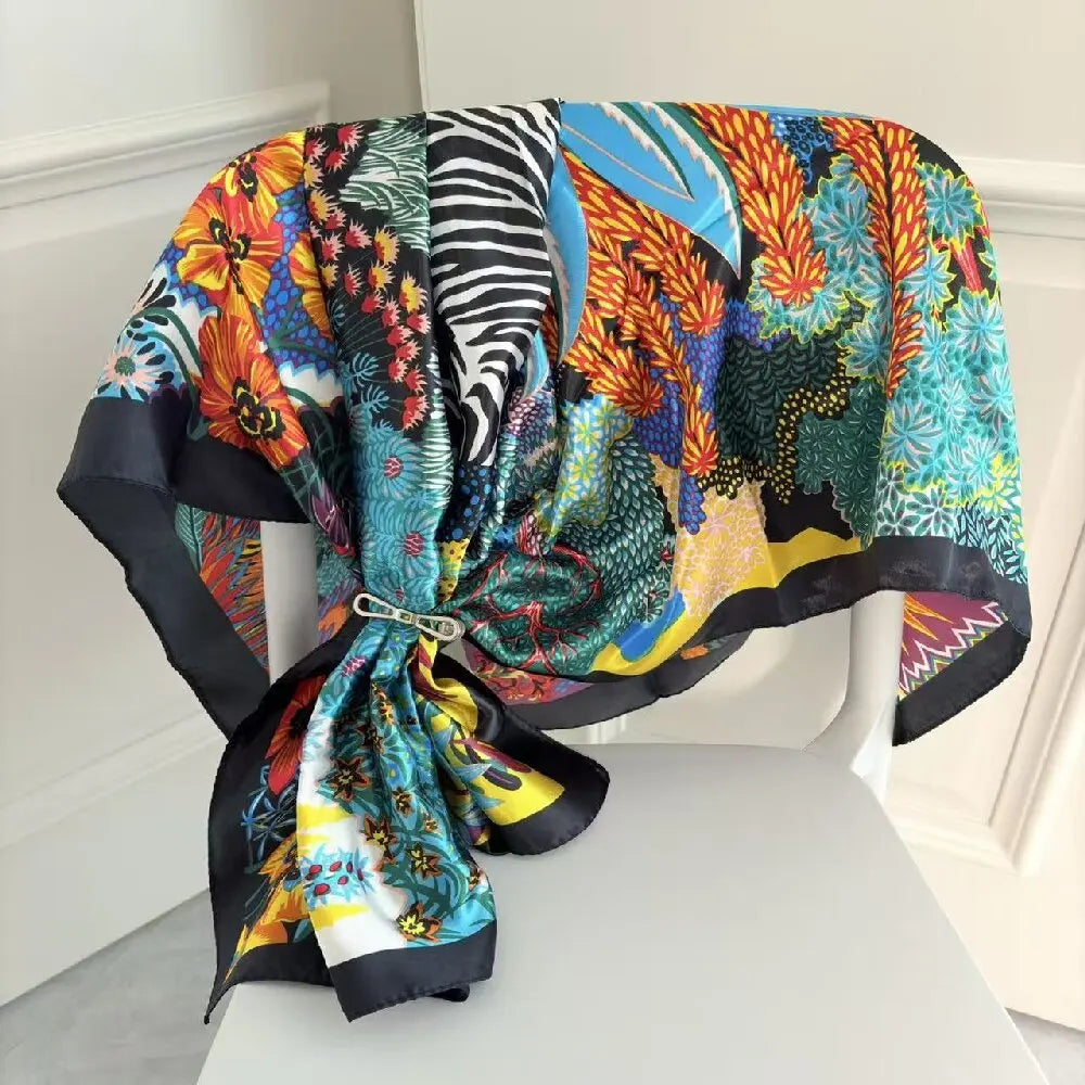Silky Square Animal Scarf
