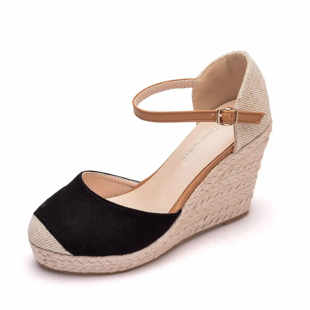 Suede Wedge Ankle Sandals