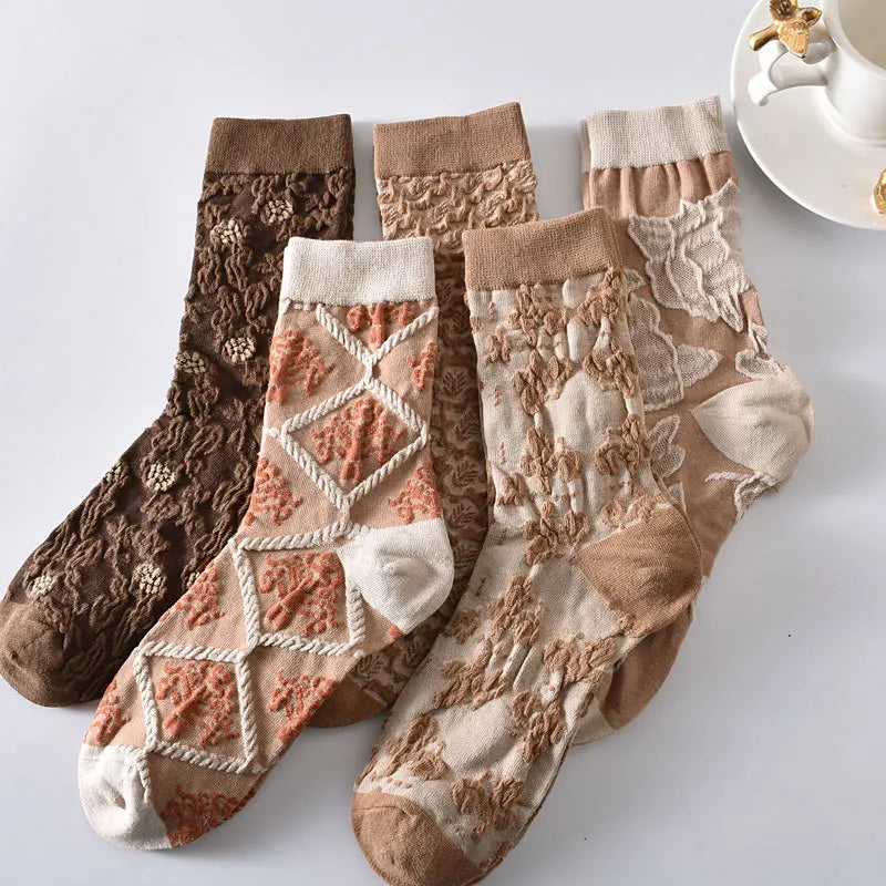 Embroidered Floral Crew Socks