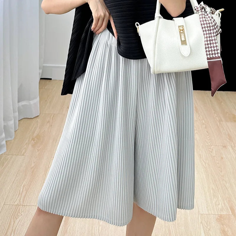 Pleated Wide-Leg Summer Shorts