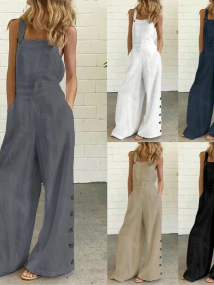 Pocketed Sleeveless Wide-Leg Jumpsuit