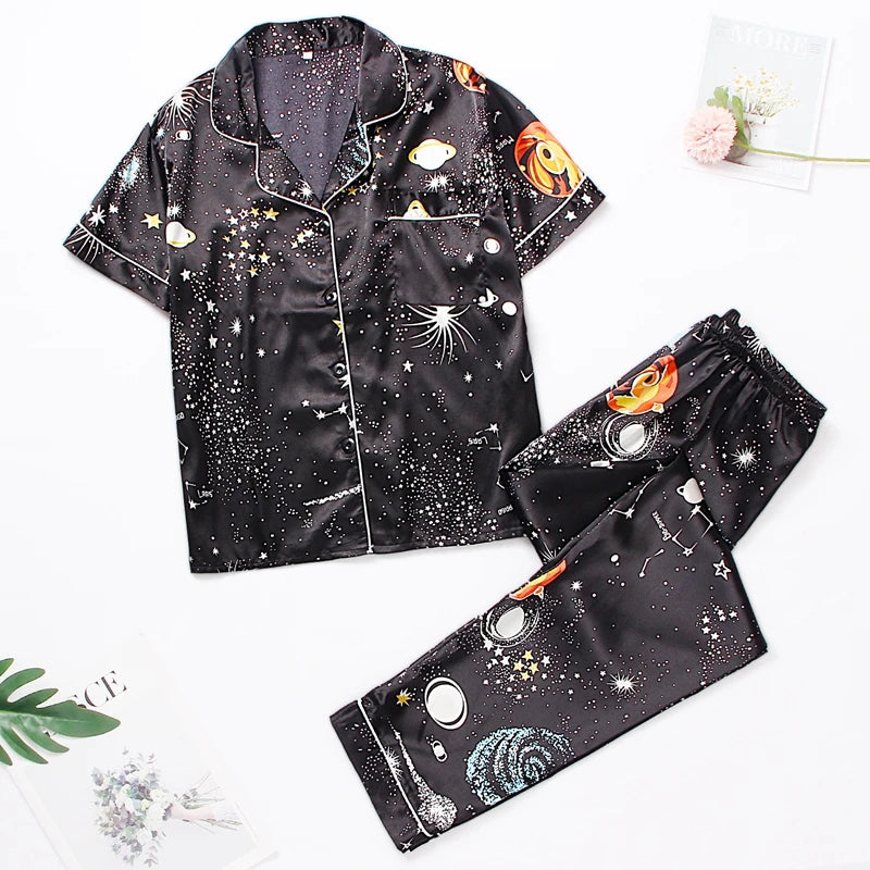Floral Satin Pajama Set