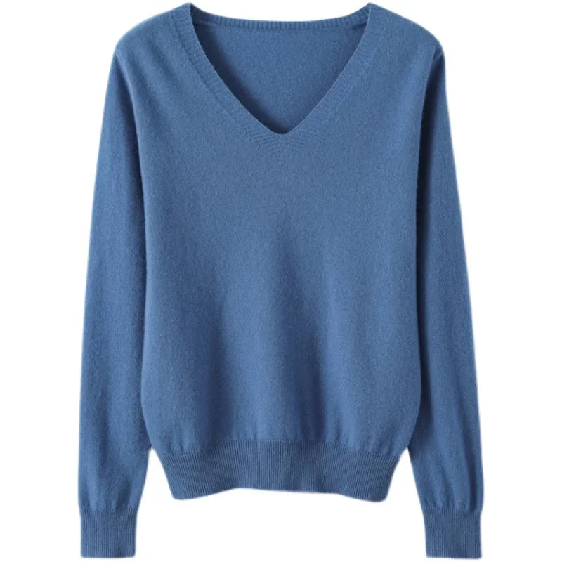V-Neck High-Stretch Knit Sweater
