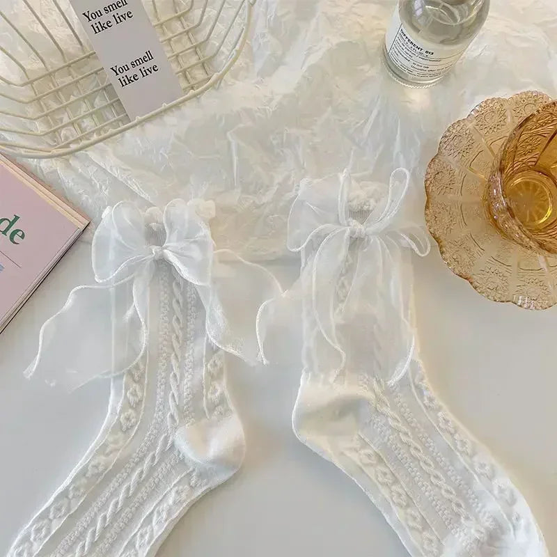 Lace Bow Ruffle Socks