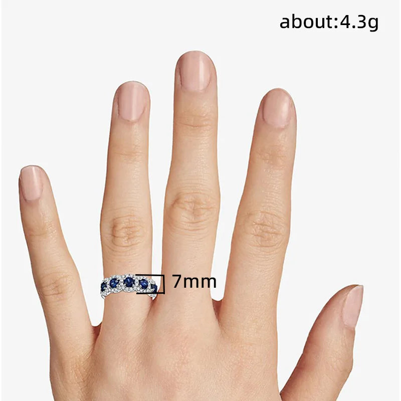 Blue White Zircon Bridal Ring