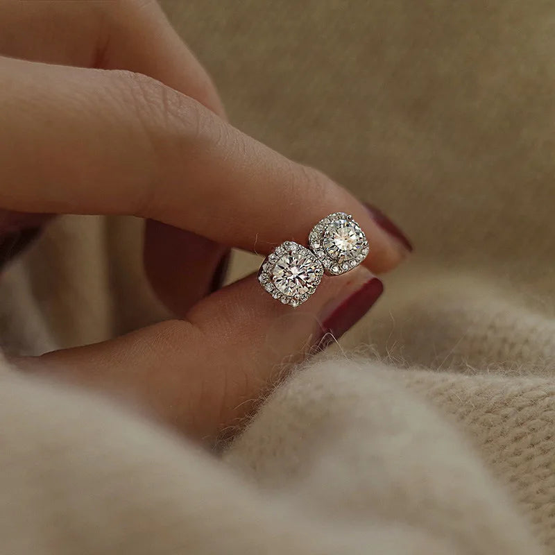 Shiny Zircon Square Studs