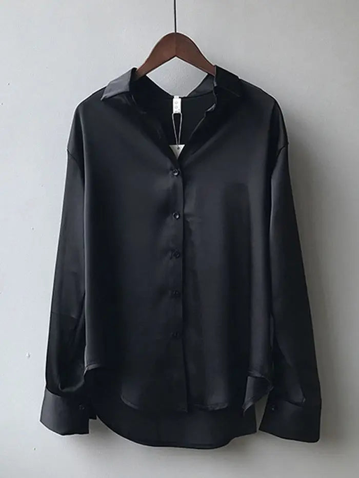 Vintage Button-Up Long-Sleeve Blouse