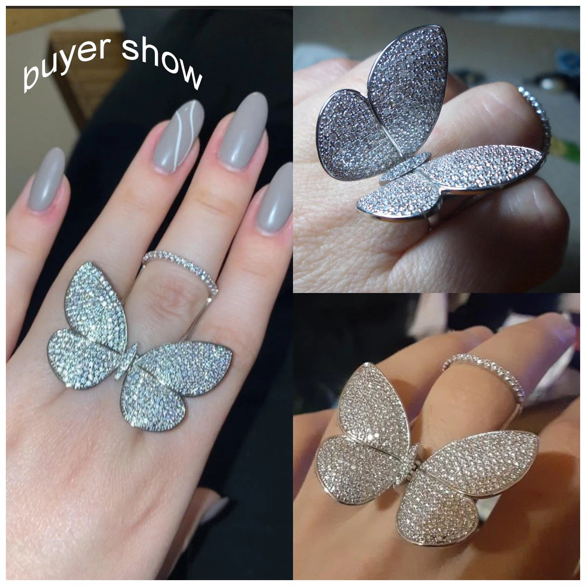 Butterfly Micro-Paved Zircon Ring