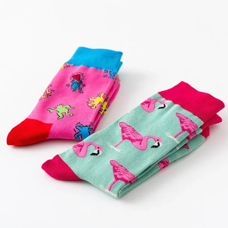 Flamingo Heart Cotton Socks
