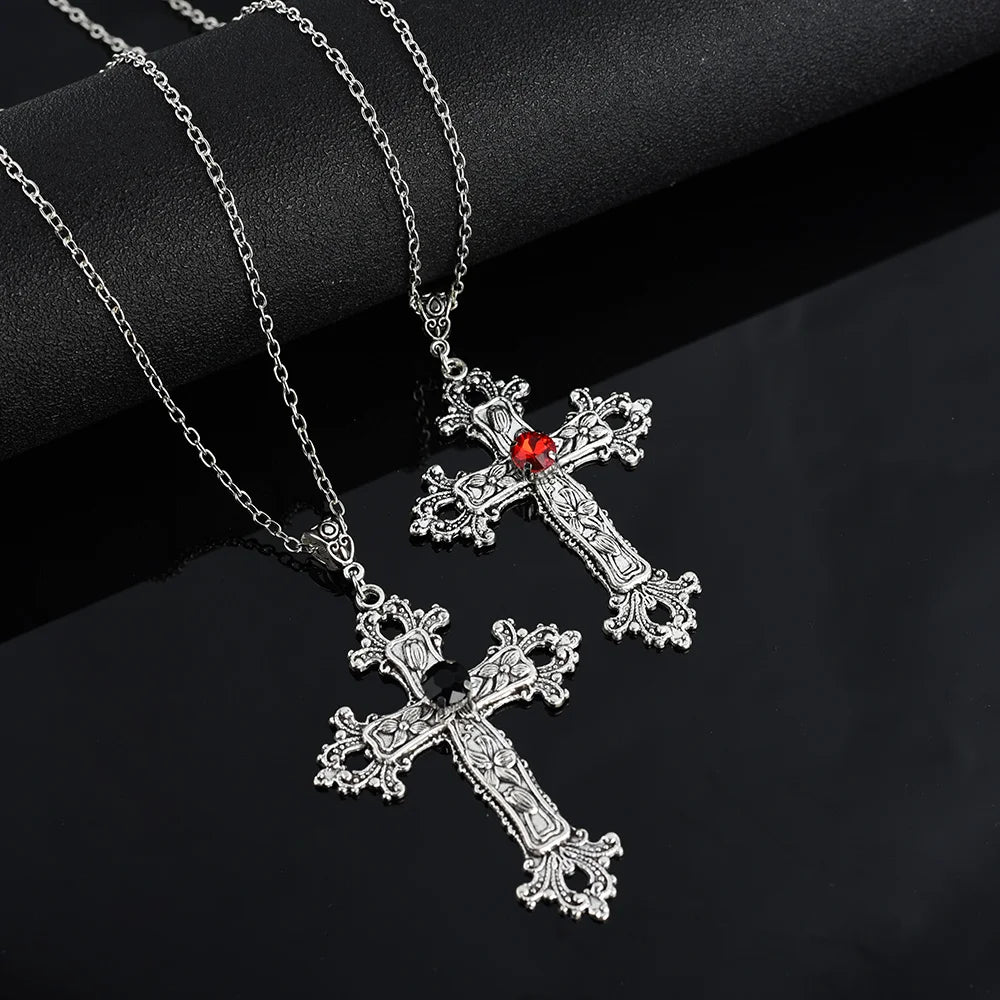Crystal Cross Gothic Necklace