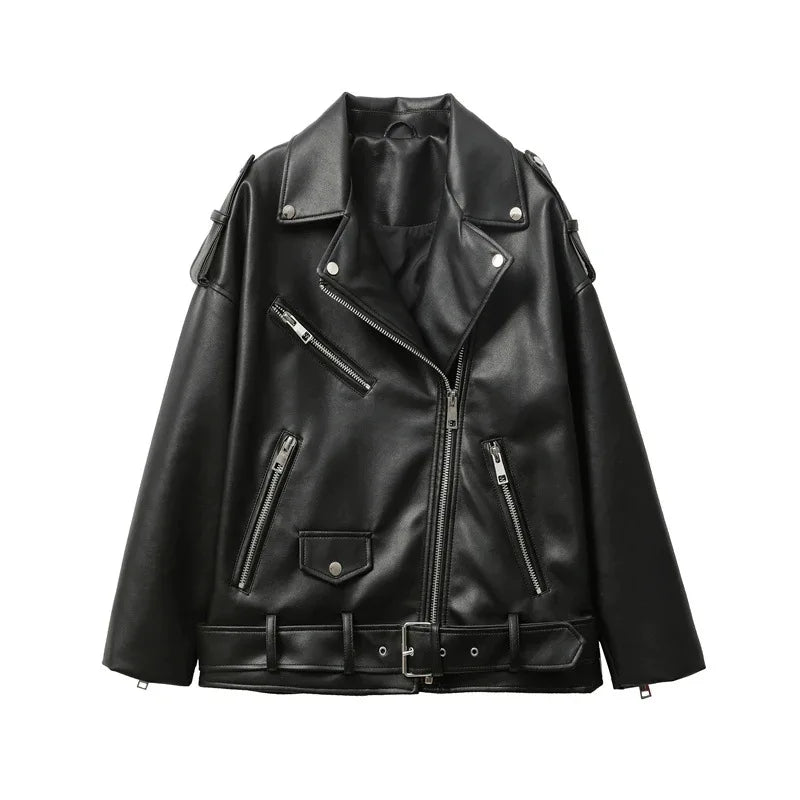 Black PU Motorcycle Jacket