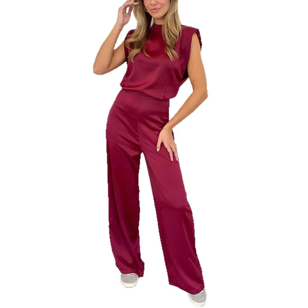 Satin Halter Wide-Leg Jumpsuit