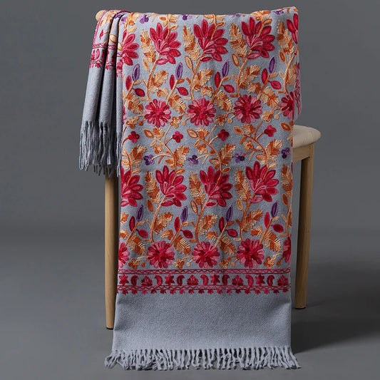 Embroidered Cashmere Blend Shawl
