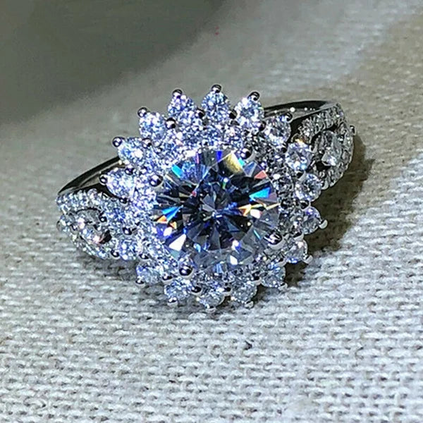 Geometric Zircon Engagement Ring