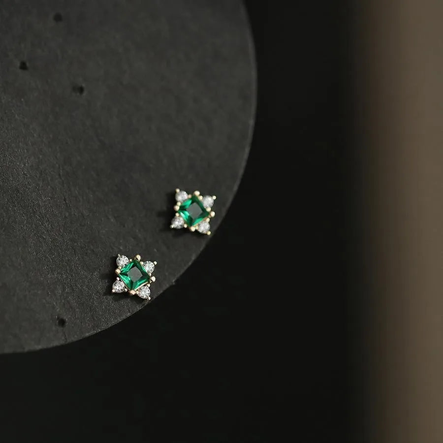 Shiny Zircon Square Studs