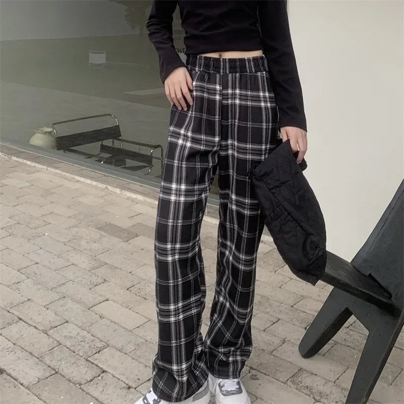 Fleece-Lined Plaid Winter Trousers