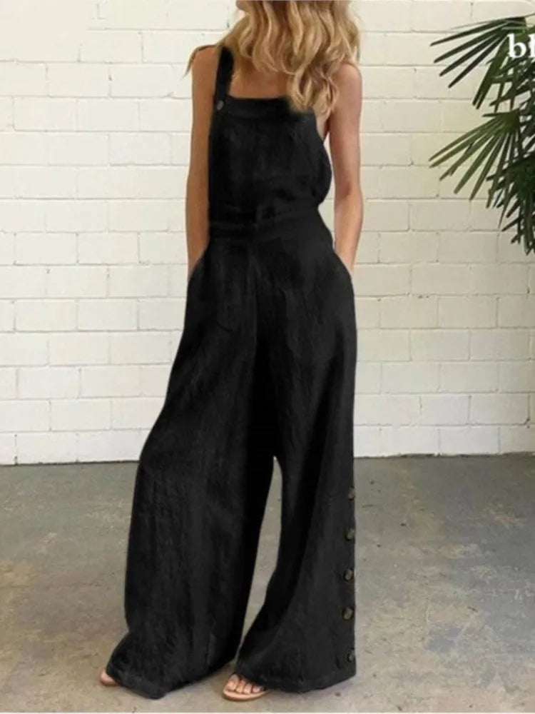 Pocketed Sleeveless Wide-Leg Jumpsuit